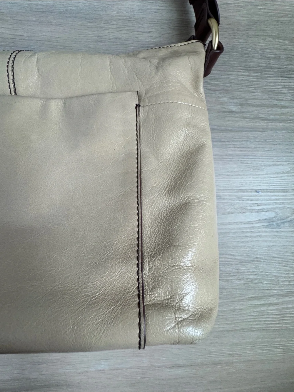 HOBO Leather Shoulder Bag Cream Ivory Brown Slouchy Purse
